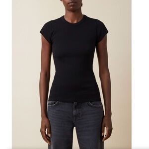 575. JEANERICA Valeria Rib Black Tee $180 NWOT XS
